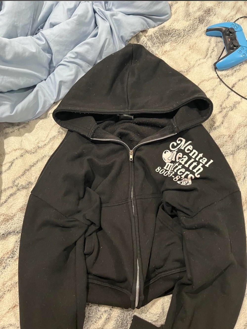 Black Mental Health Graphic Zip-Up Hoodie - Men